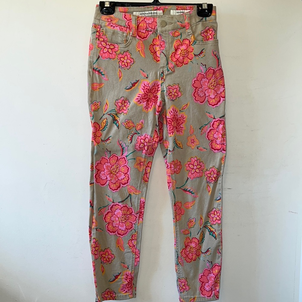 Jones New York Jeans Woman’s 6P Tan Floral Ankle Length